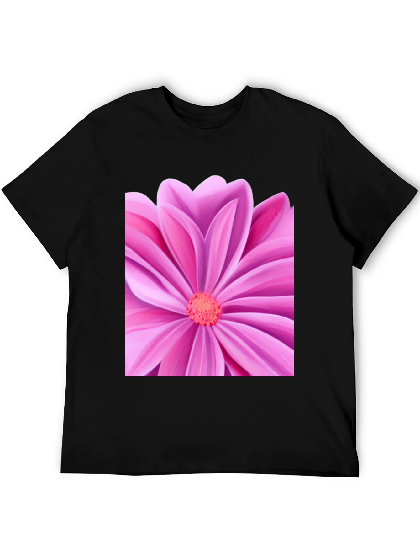 Black Pink Petal Flower Graphic Tee - Black view 5