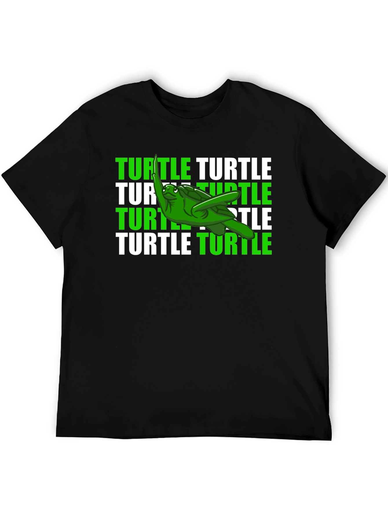 Black Funny Turtle T-Shirt - Green Sea Turtle Graphic Tee view 5
