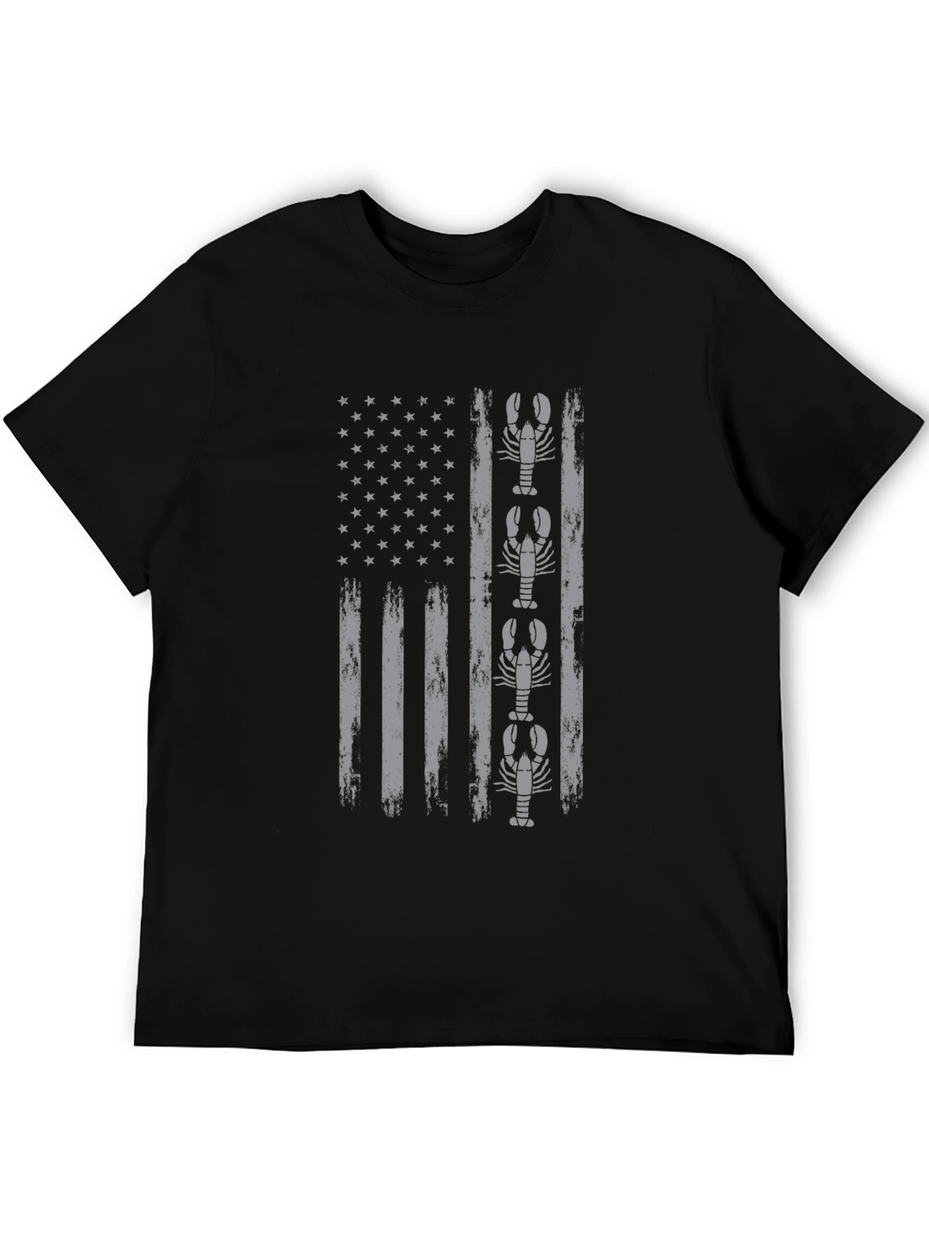 Black Lobster American Flag Graphic T-Shirt view 5