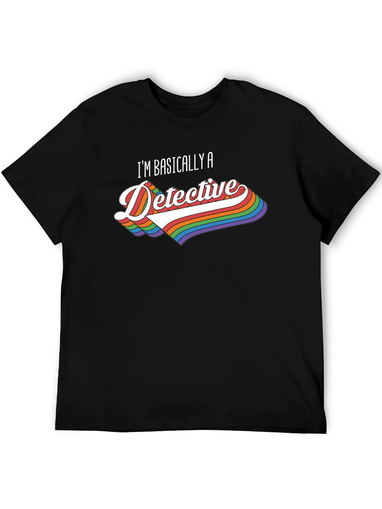 Black Detective Rainbow Graphic T-Shirt view 5