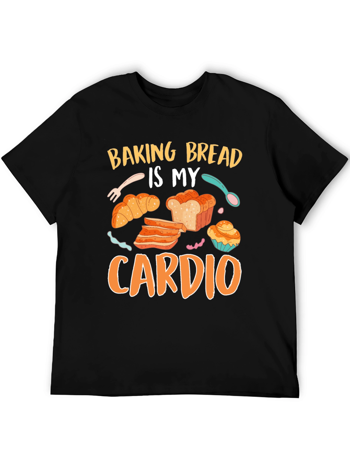 Black Baking Bread Is My Cardio Graphic Tee view 5