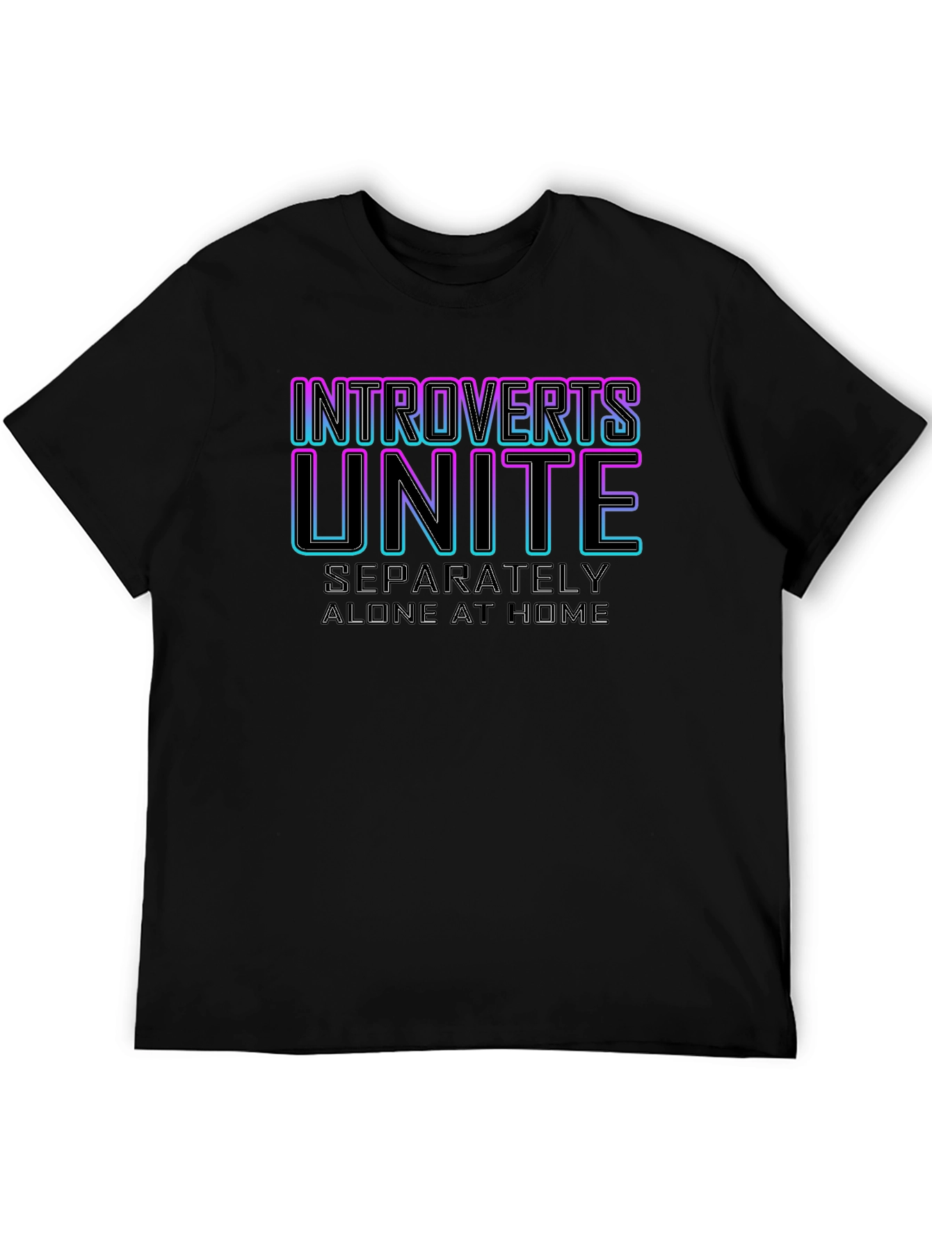 Black Introverts Unite Black T-Shirt view 5