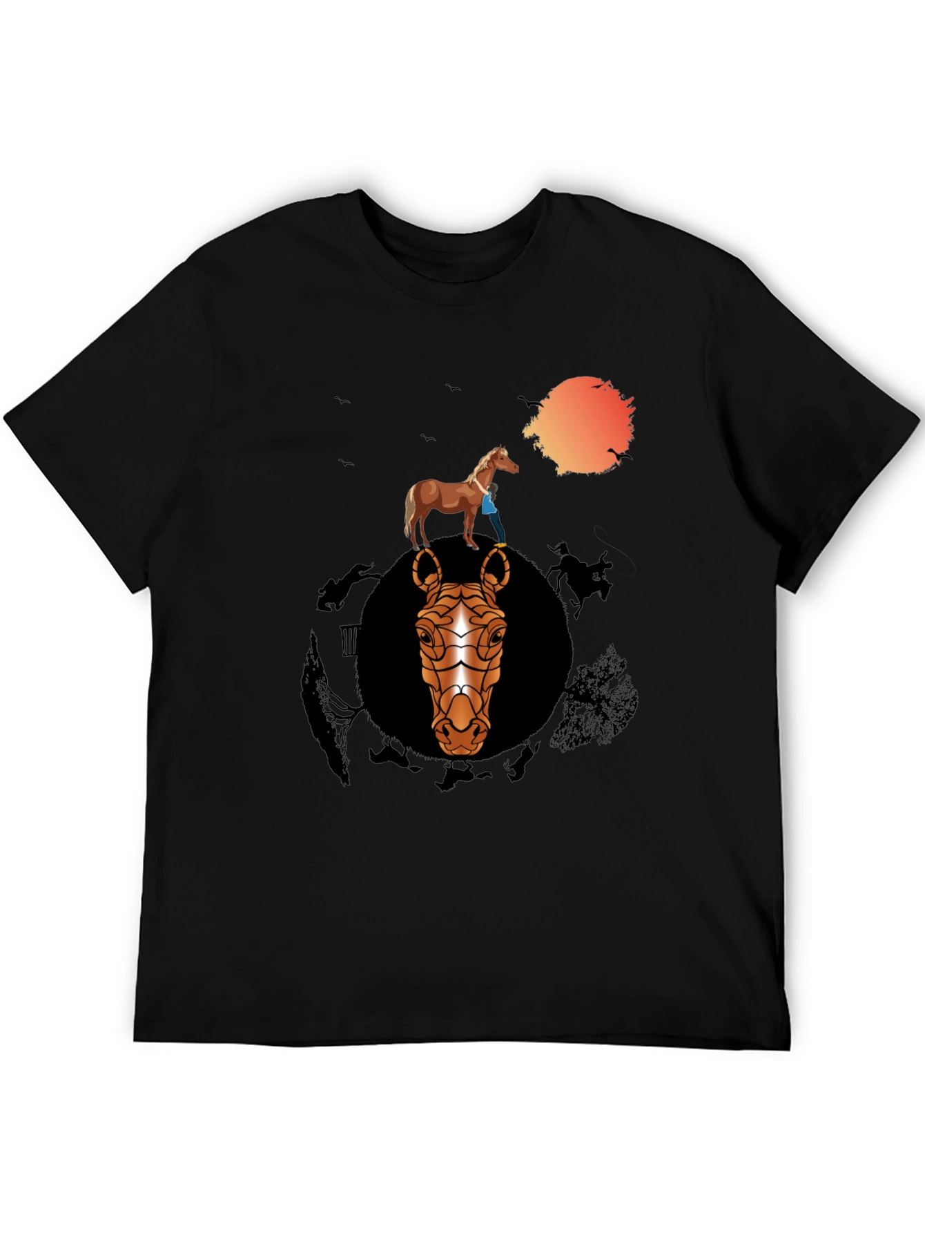 Black Horse Graphic Print Black T-Shirt view 5