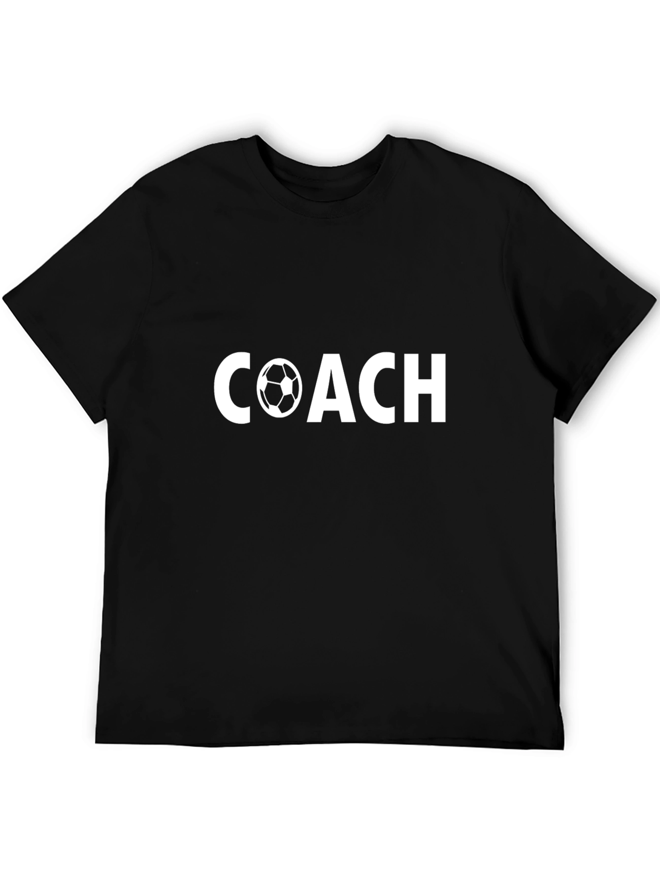 Black Soccer Coach T-Shirt - Black Crew Neck view 5