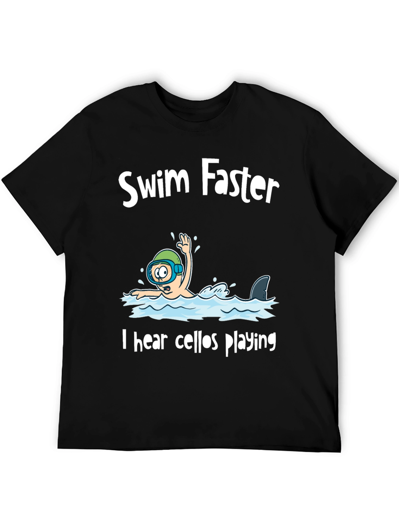 Black Swim Faster Shark Humor Graphic Tee view 5