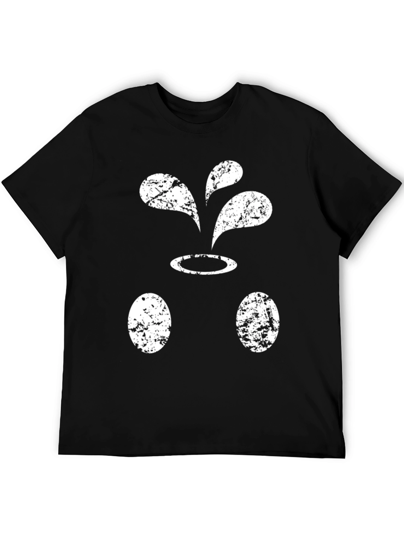 Black Funny Black T-Shirt With Distressed White Design view 5