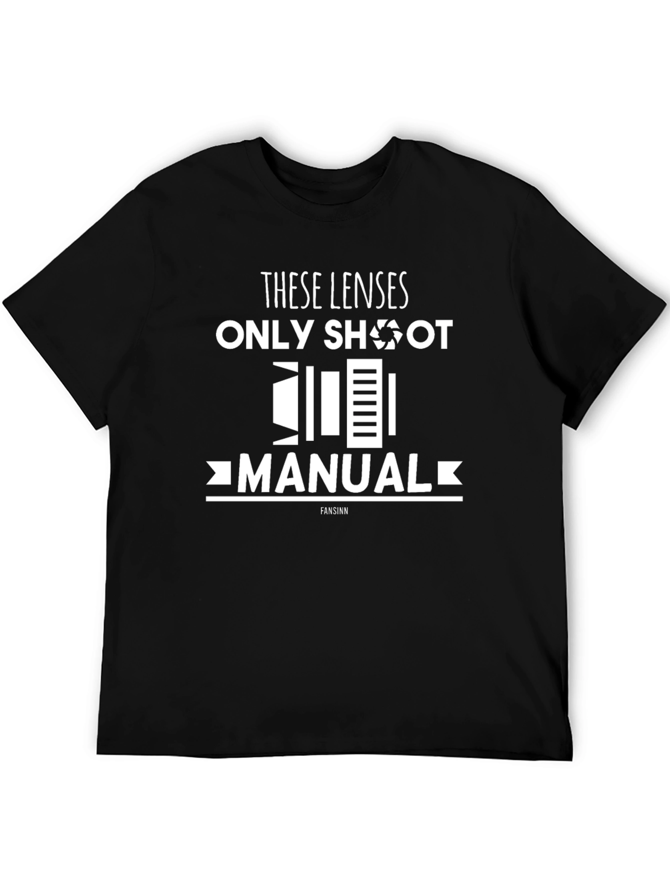 Black Photographer T-Shirt - These Lenses Only Shoot Manual view 5