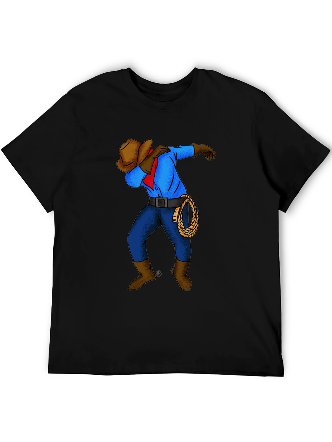 Black Dabbing Cowboy Graphic T-Shirt view 5