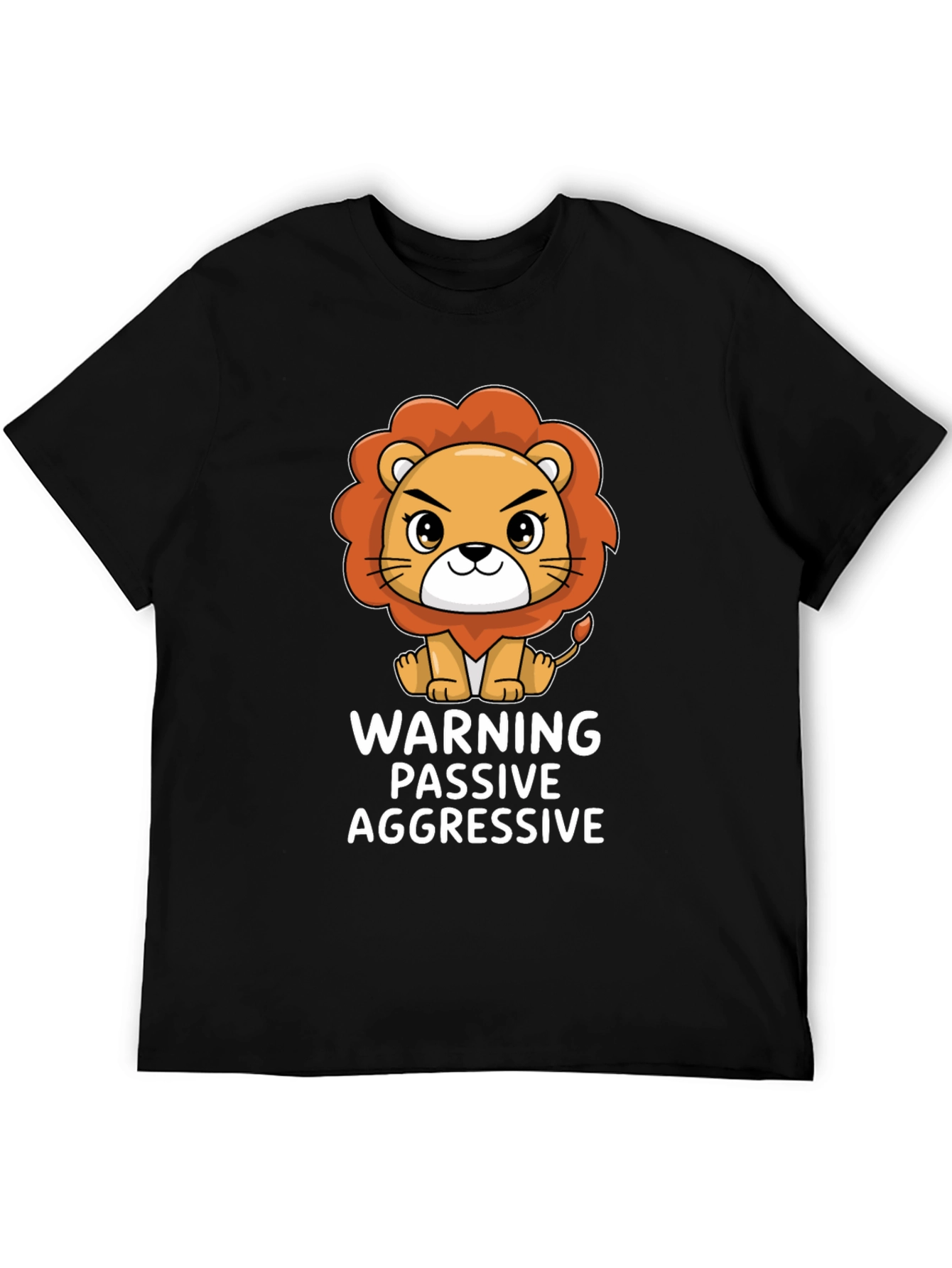 Black Warning Passive Aggressive Lion T-Shirt view 5