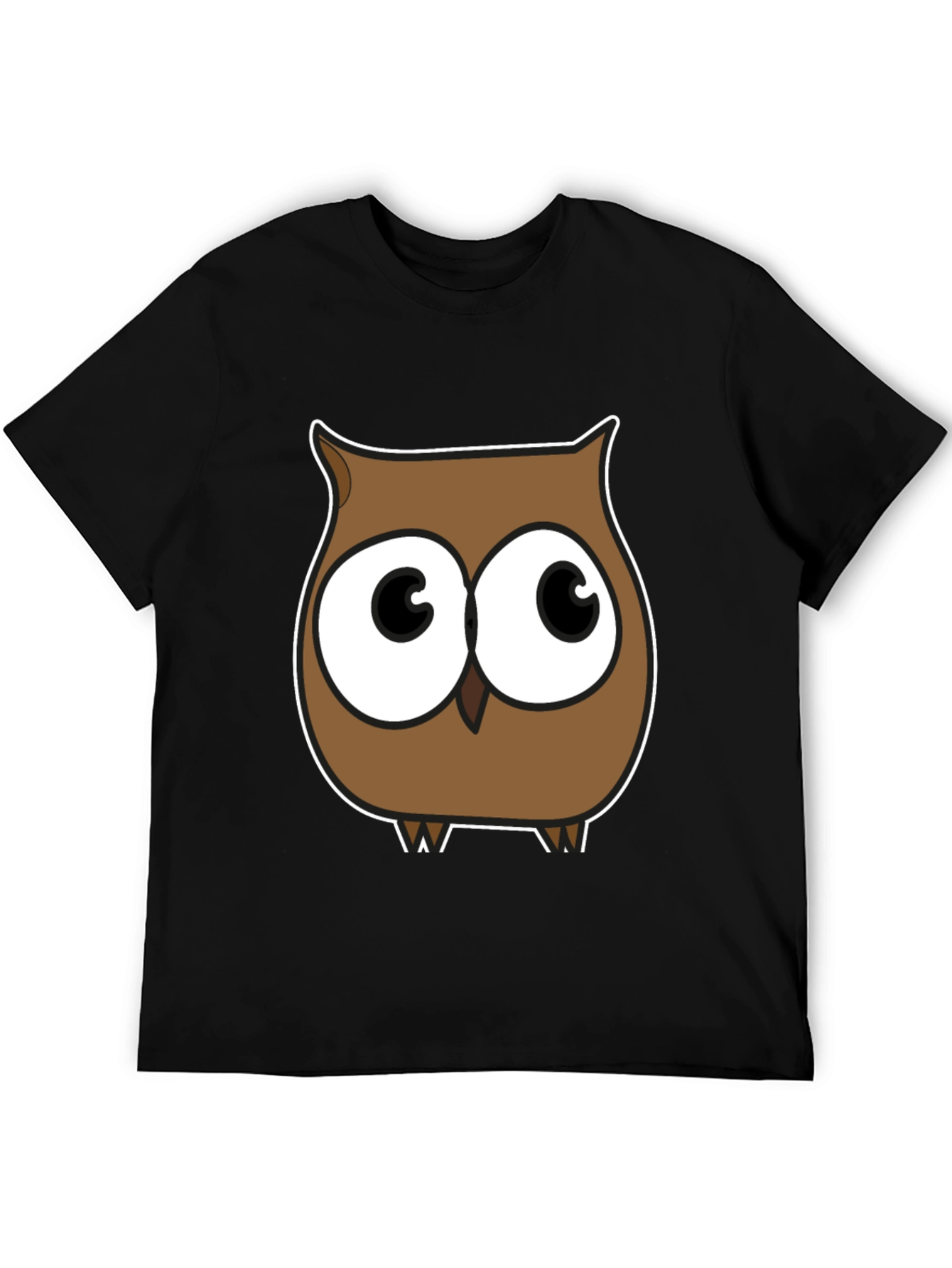 Black Cartoon Owl Graphic T-Shirt - Black view 5