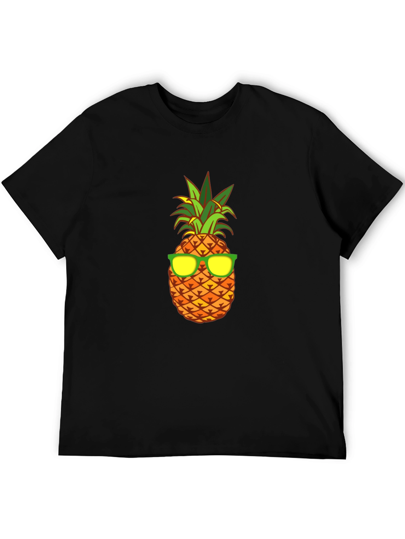 Black Cool Pineapple Graphic Tee - Black Cotton T-Shirt view 5