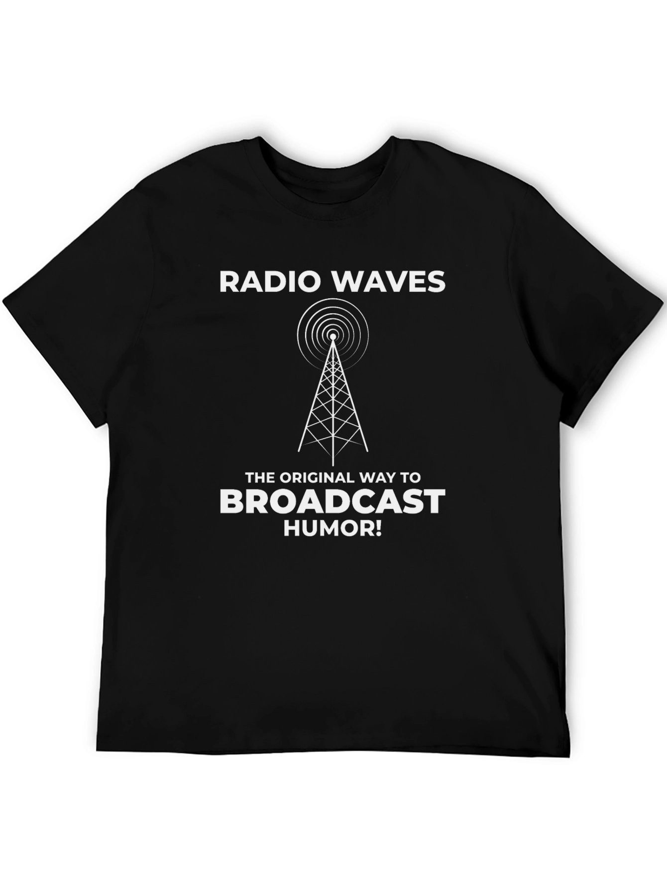 Black Radio Waves Humor T-Shirt - Broadcast Your Wit! view 5