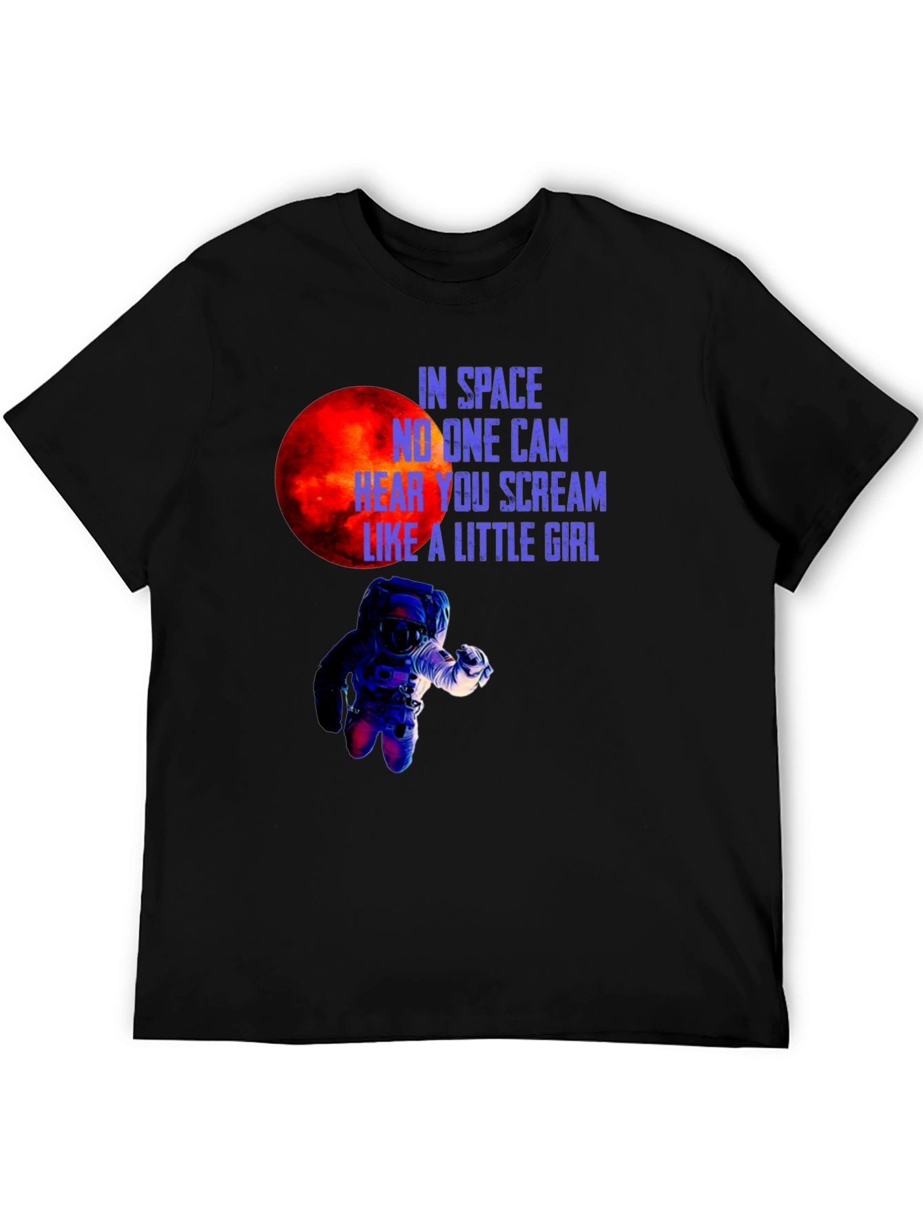 Black Space Scream Graphic Tee - Black Cotton T-Shirt view 5