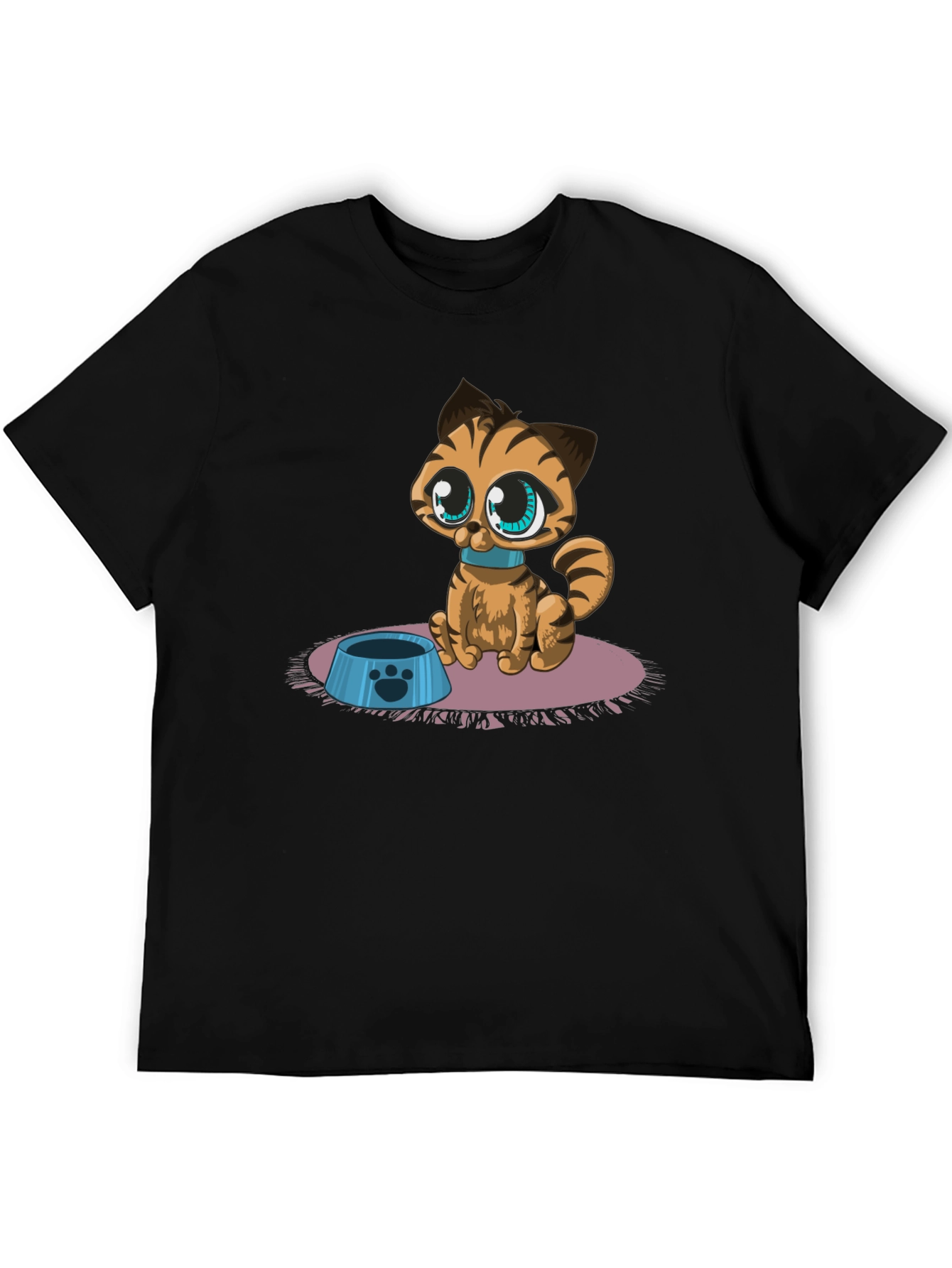 Black Cartoon Cat Graphic Tee - Cute Pet Lover Shirt view 5