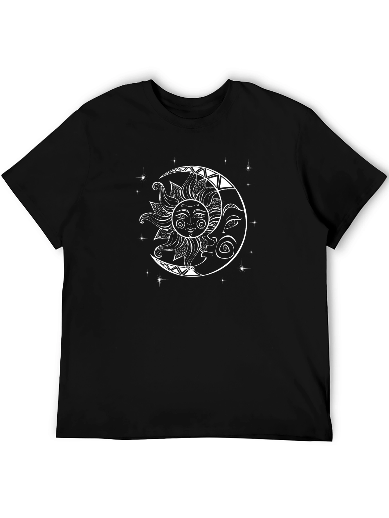 Black Celestial Sun & Moon Graphic Tee - Unisex Black T-Shirt view 5