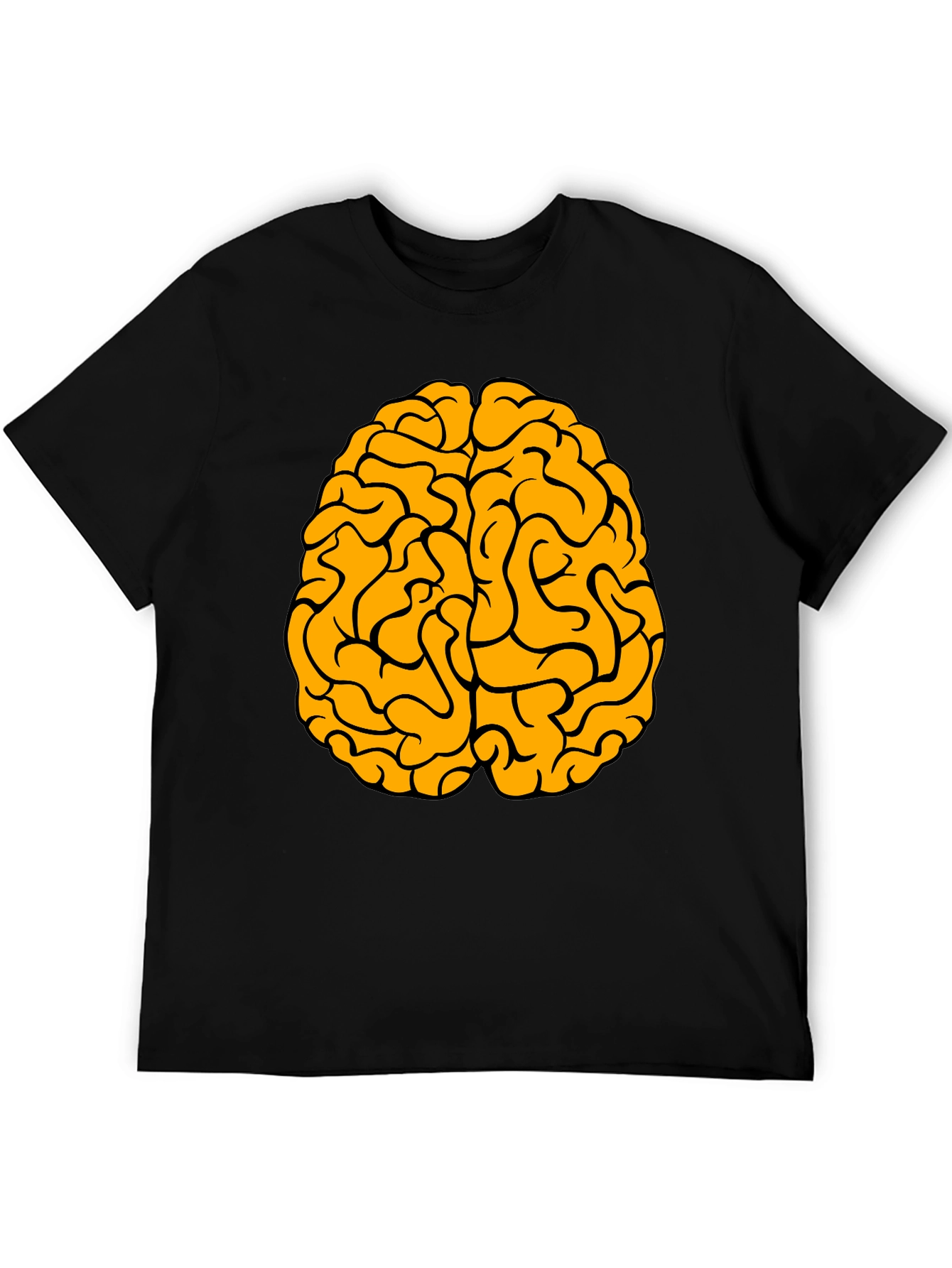 Black Brain Graphic Tee - Black Cotton Crew Neck T-Shirt view 5