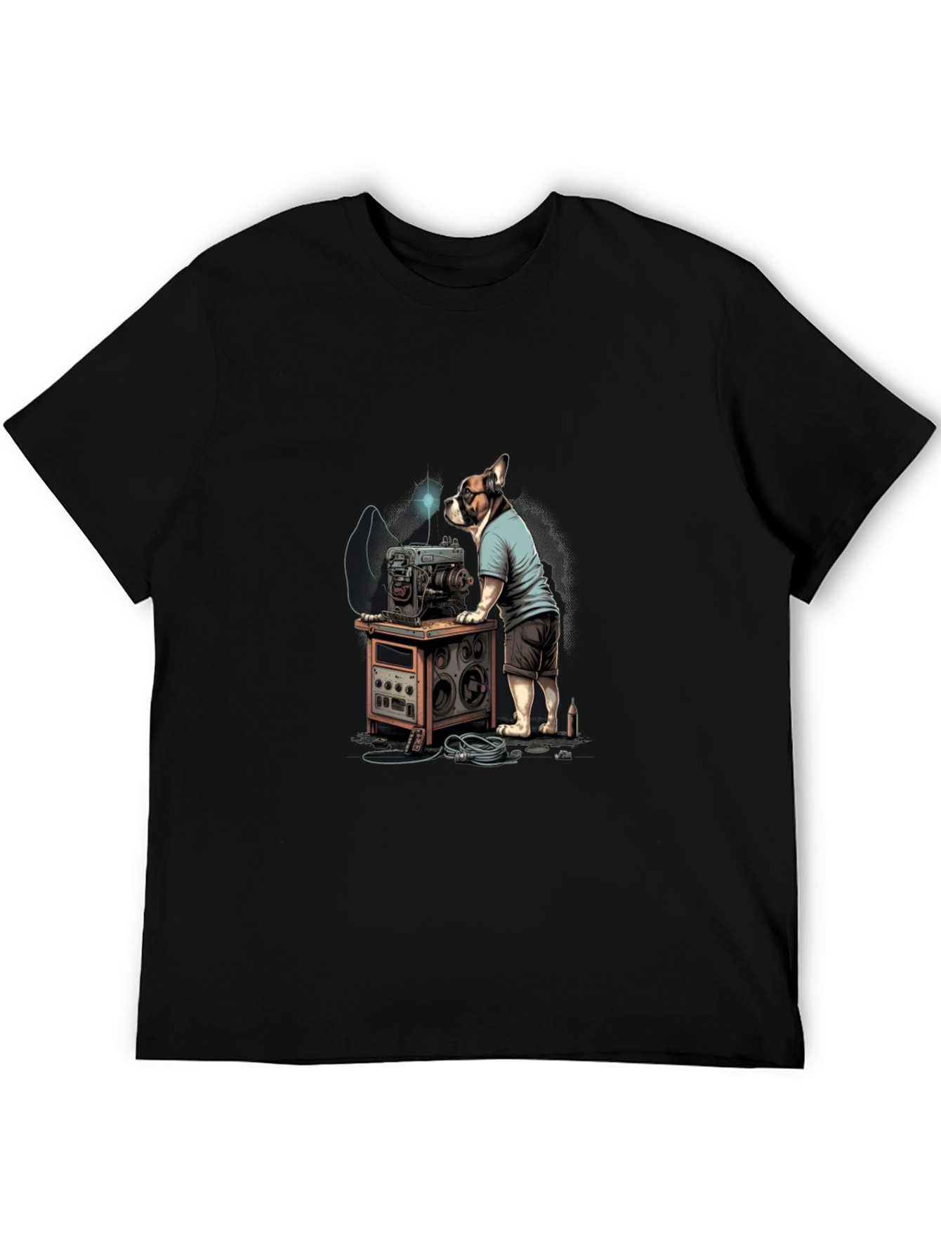 Black Dog Repairing Machine Graphic Tee view 5