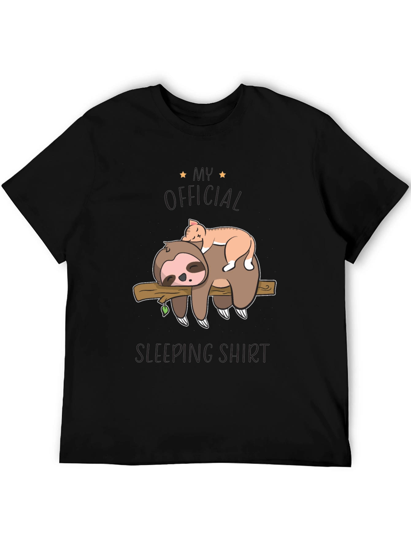 Black Sloth & Cat Sleeping Shirt - Official Sleepwear view 5