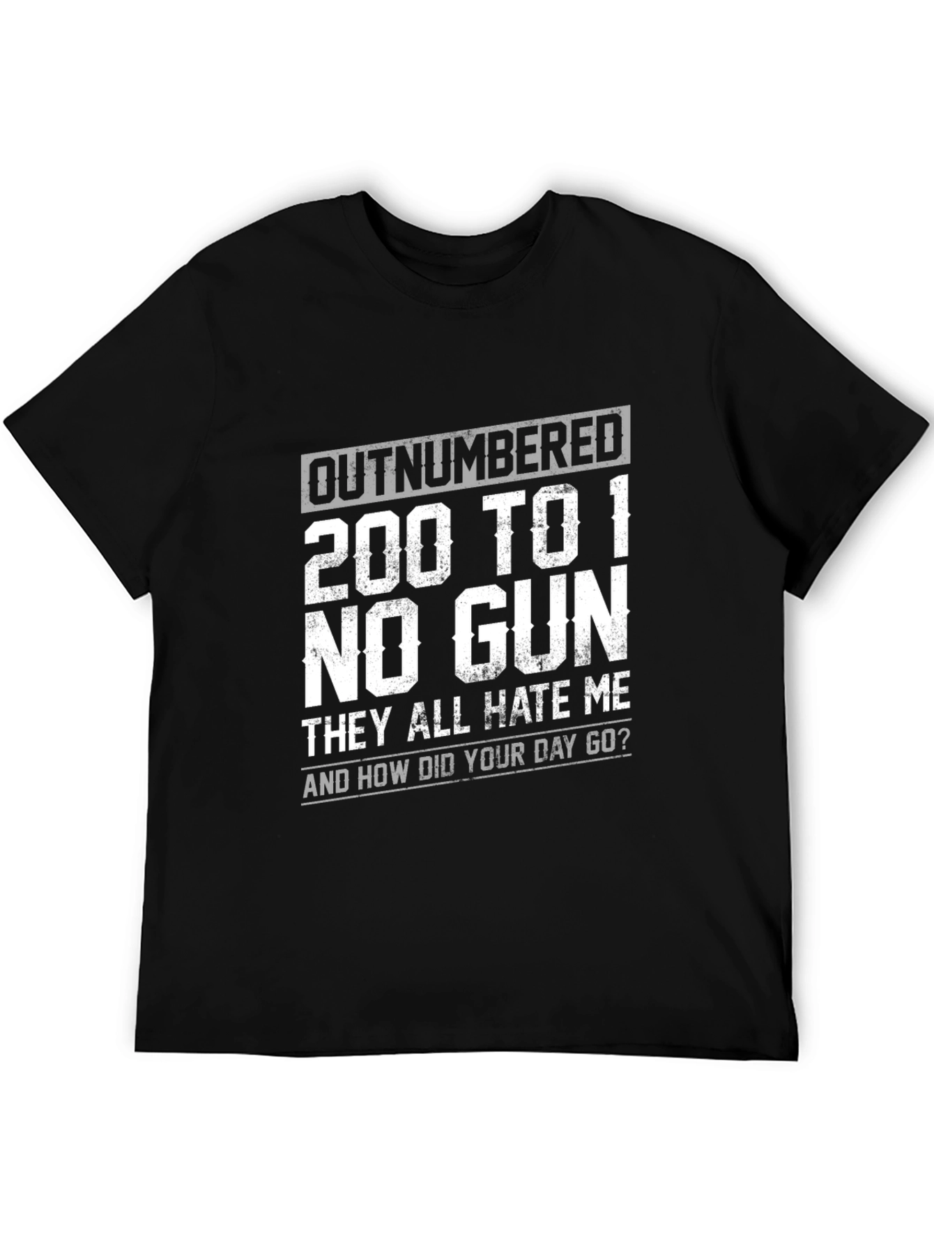 Black Outnumbered 200 to 1 Funny Graphic Tee view 5