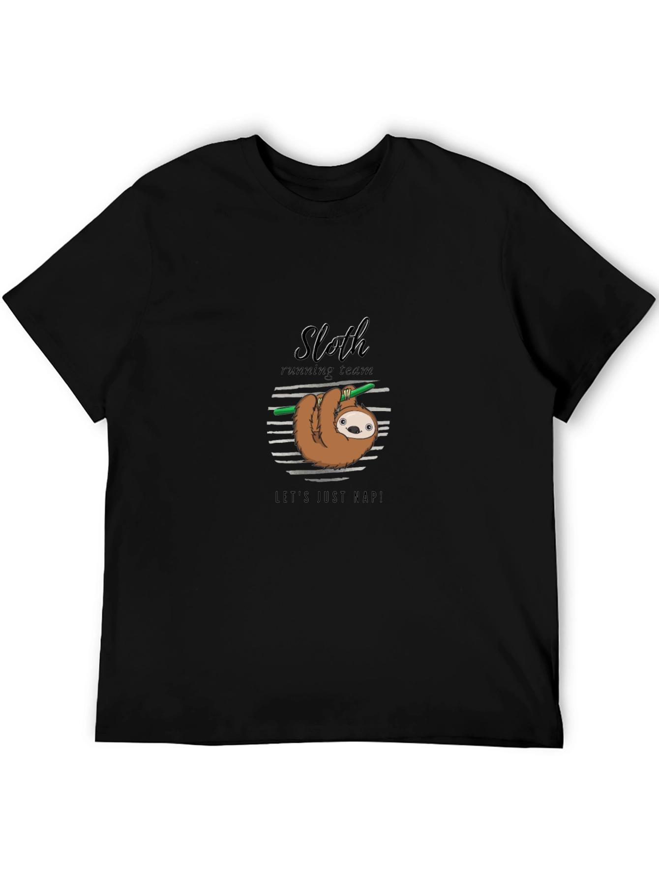Black Sloth Running Team Funny T-Shirt view 5