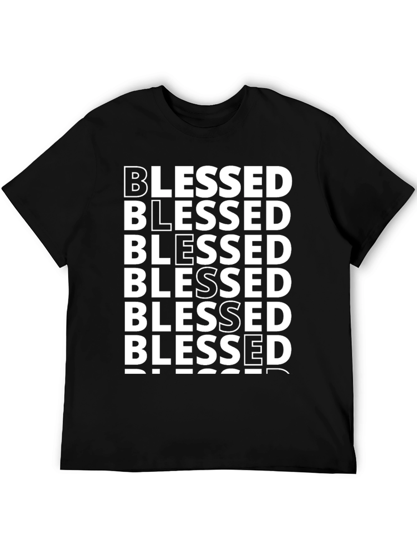 Black Blessed Stacked Text T-Shirt - Black view 5