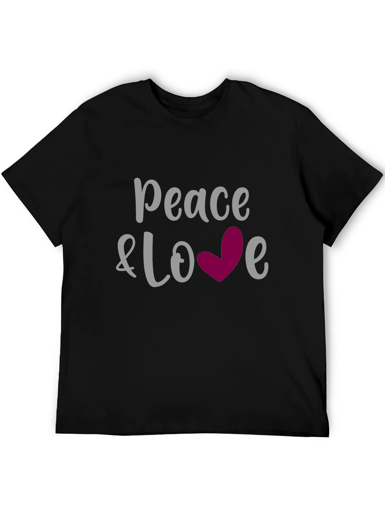 Black Peace & Love Graphic Tee - Soft Cotton Blend view 5
