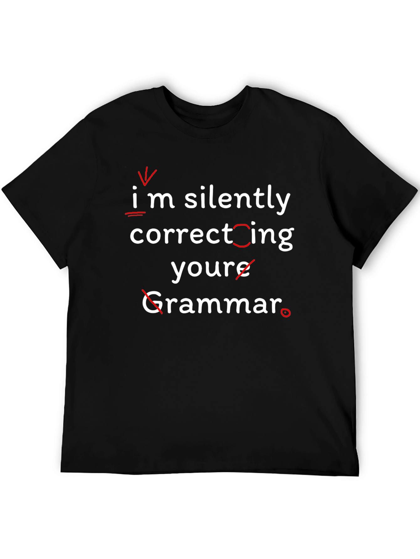 Black Funny Grammar Correction Black T-Shirt view 5