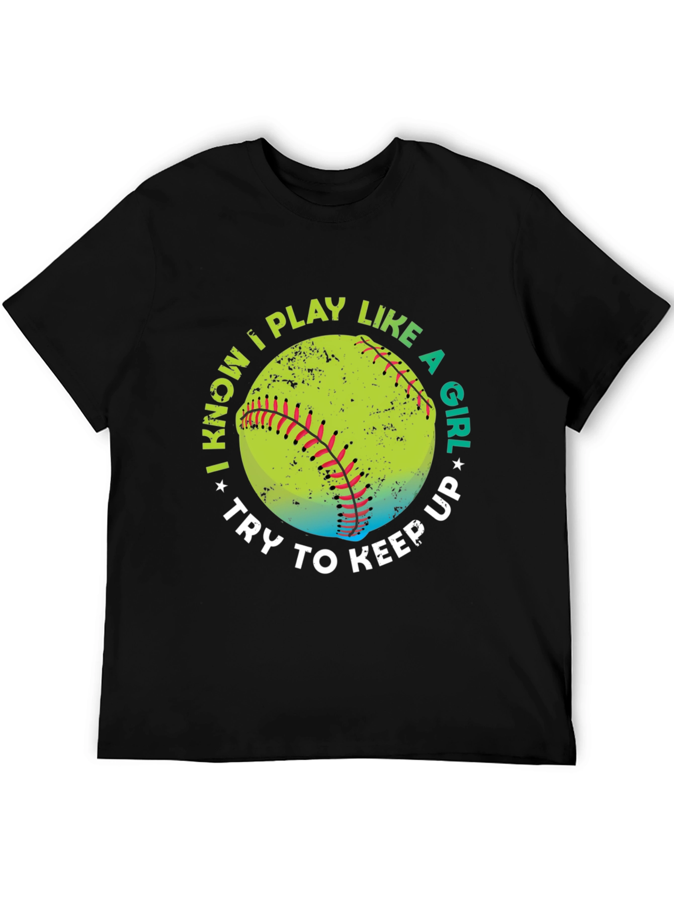 Black I Know I Play Like A Girl Softball T-Shirt view 5