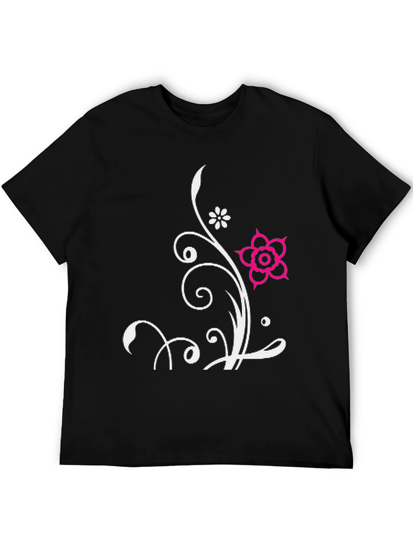 Black Floral Design Black T-Shirt view 5