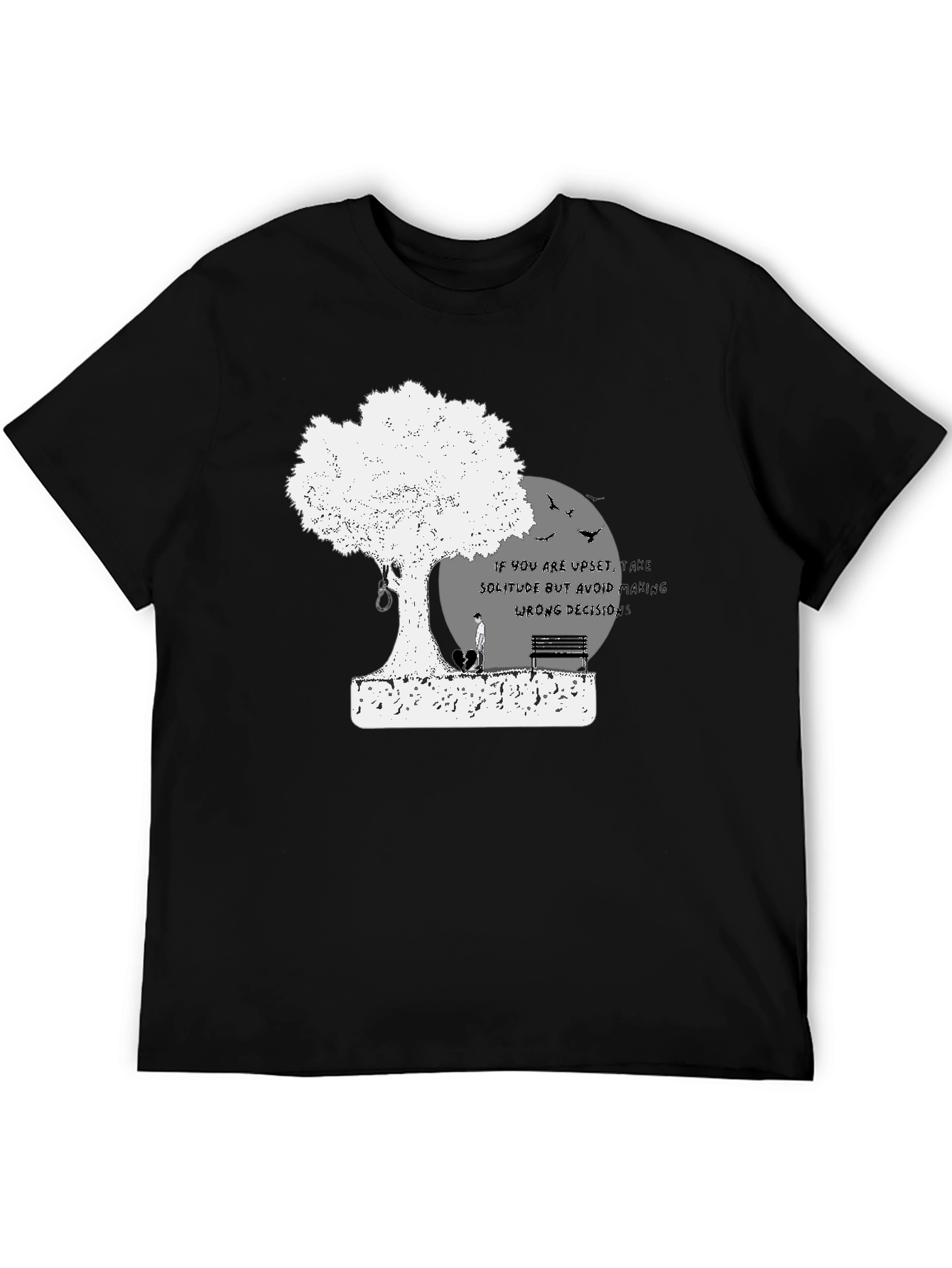Black Upset Solitude T-Shirt - Avoid Wrong Decisions Black Tee view 5