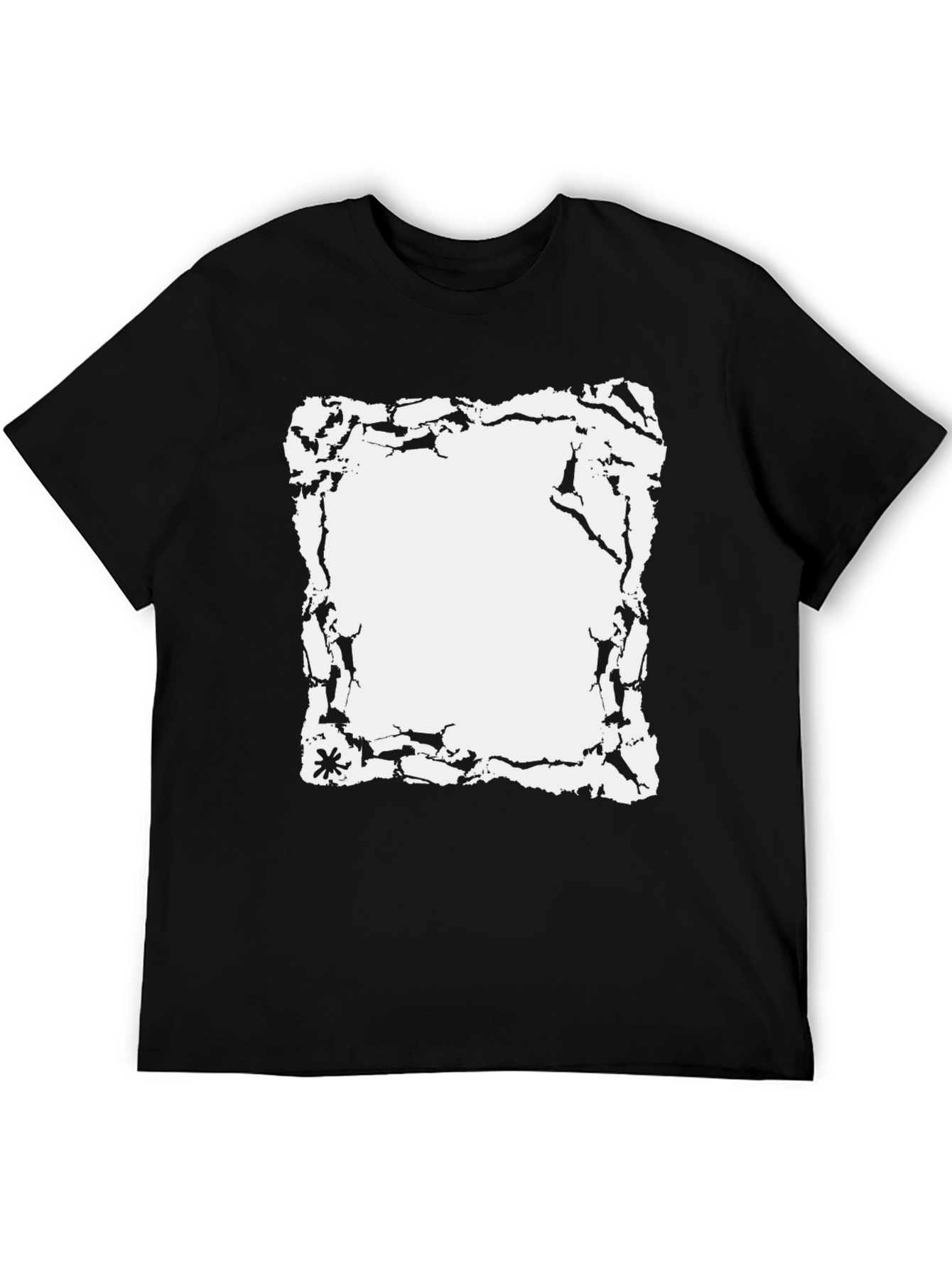 Black Cracked Edge Graphic Tee - Black Cotton Casual Wear view 5
