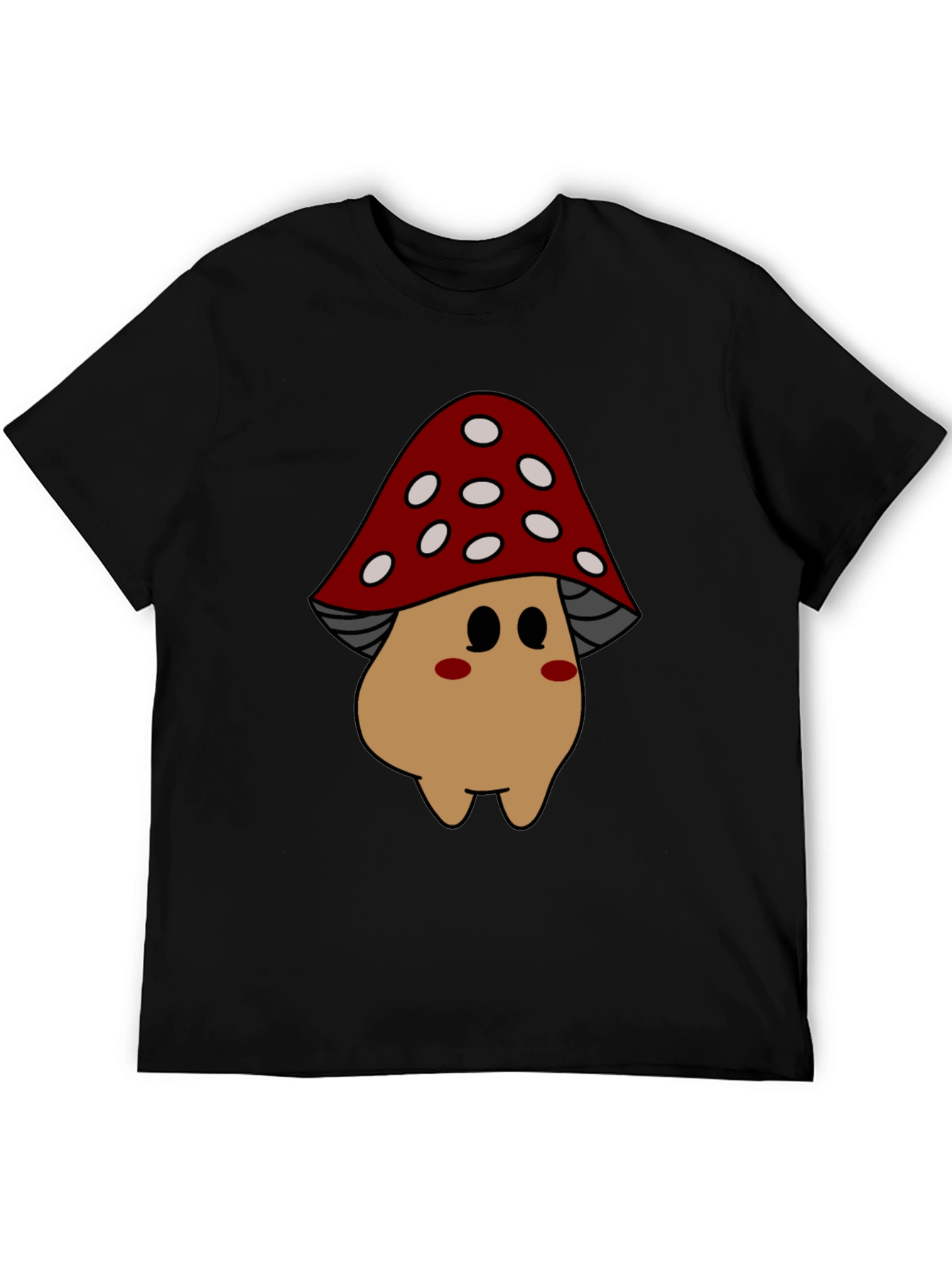 Black Mushroom Cartoon Graphic Tee view 5