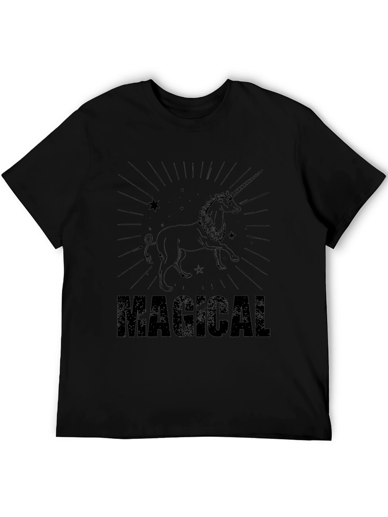 Magical Unicorn Graphic Tee - Black Cotton T-Shirt - 5
