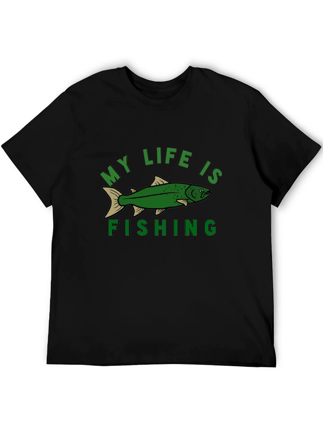 Black My Life Is Fishing Graphic Tee - Black Cotton T-Shirt view 5