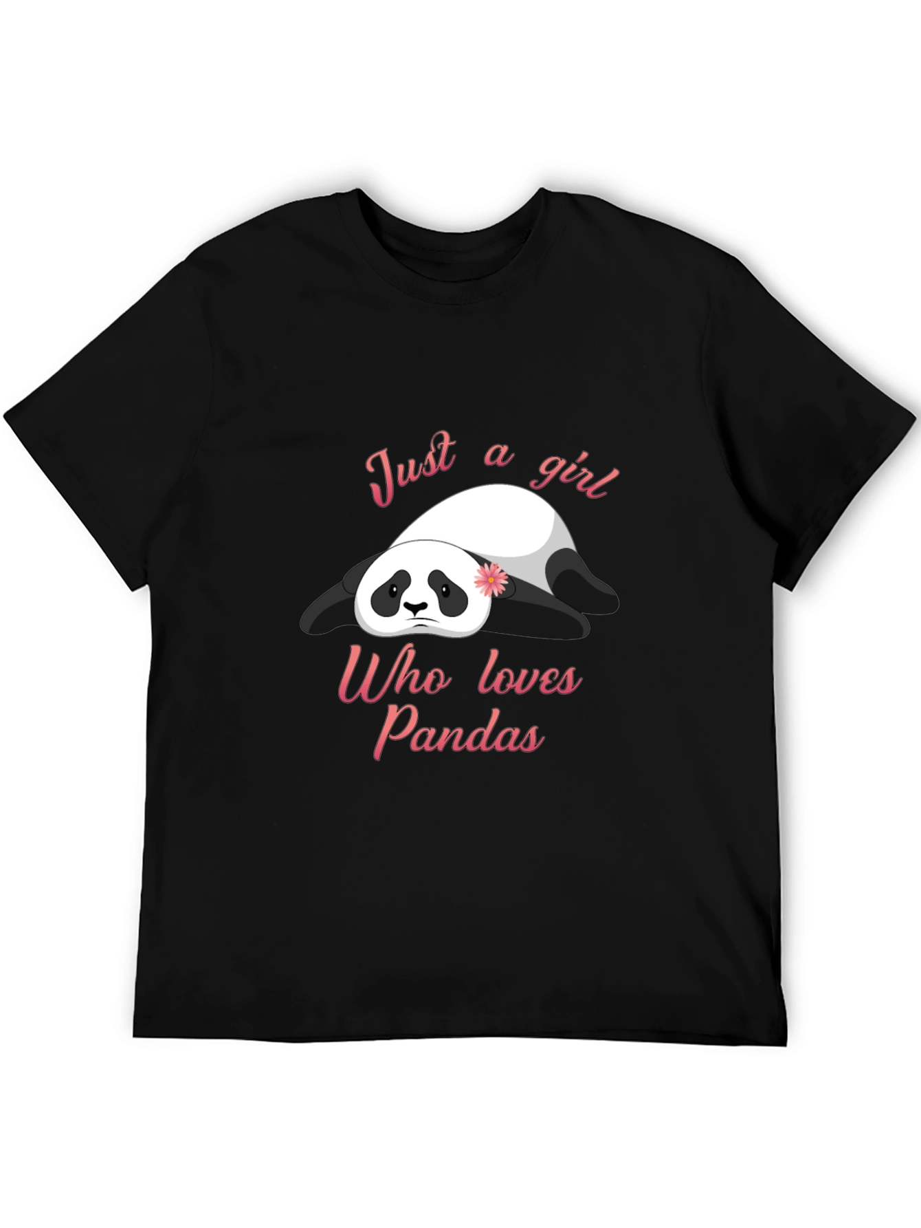 Black Panda Lover T-Shirt - Cute Girl's Panda Graphic Tee view 5