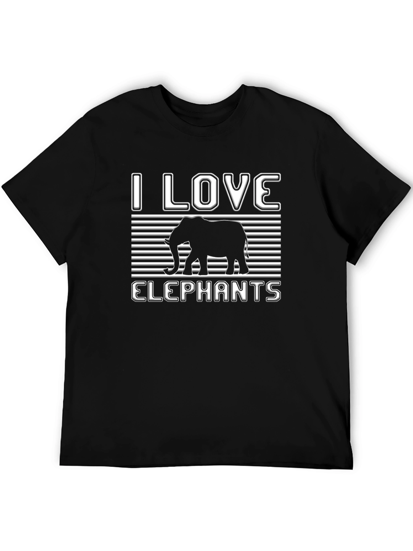 Black I Love Elephants Graphic Tee - Black Cotton T-Shirt view 5