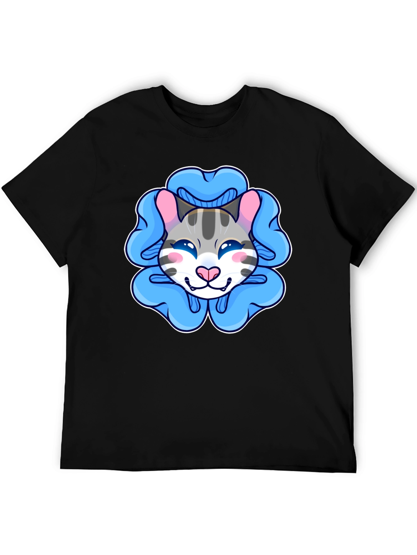Black Cute Cartoon Cat T-Shirt view 5