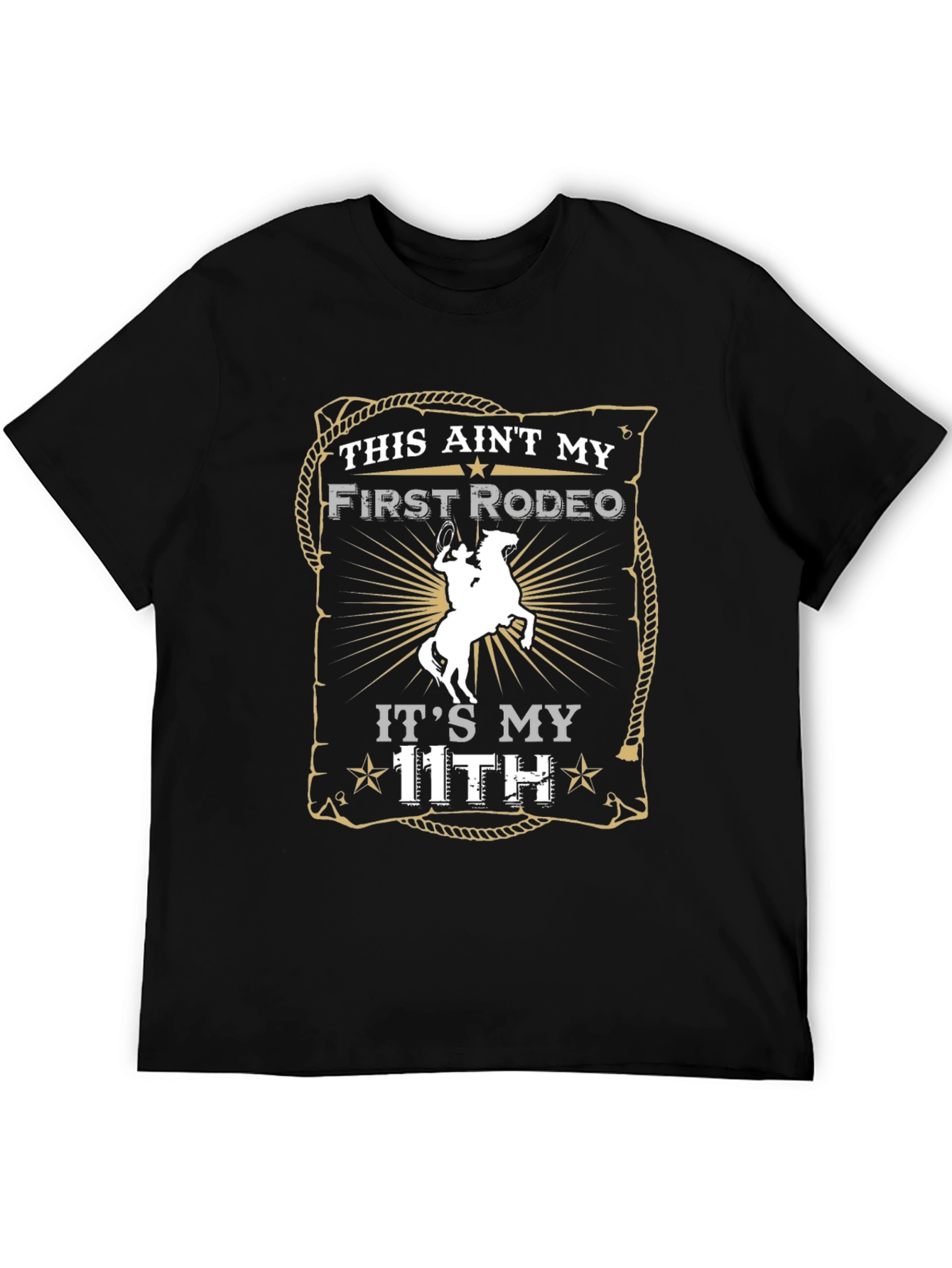 Black Funny Rodeo T-Shirt - This Ain't My First Rodeo view 5