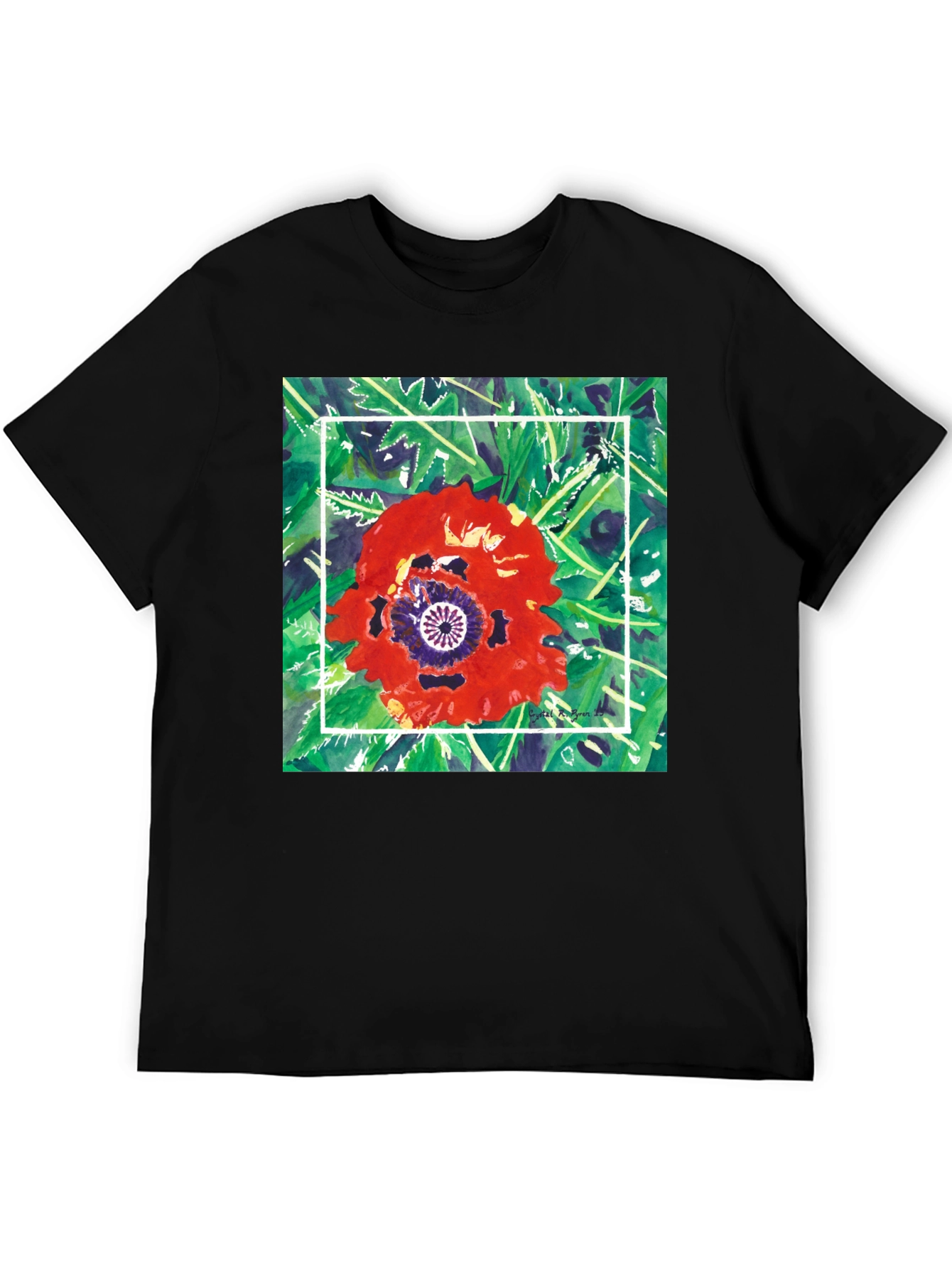 Black Floral Graphic T-Shirt - Unique Artistic Print view 5