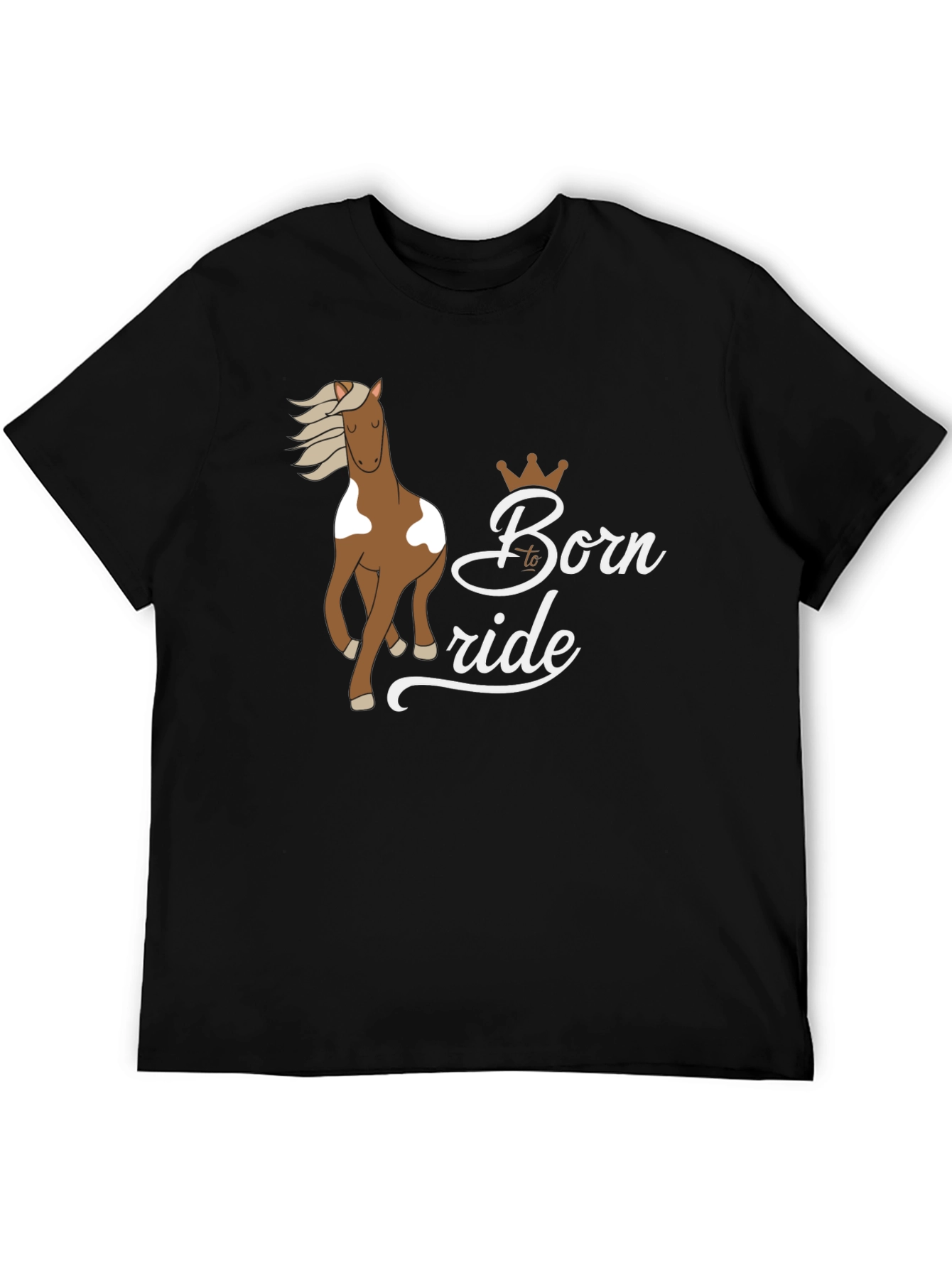 Black Born to Ride Horse T-Shirt view 5