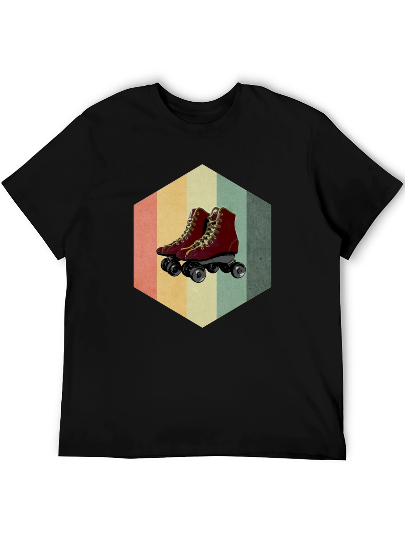 Black Retro Roller Skate Graphic Tee - Black Casual Shirt view 5