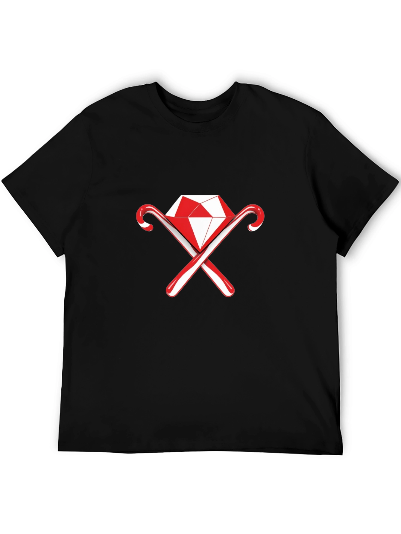 Black Diamond & Candy Cane Graphic Black Tee view 5