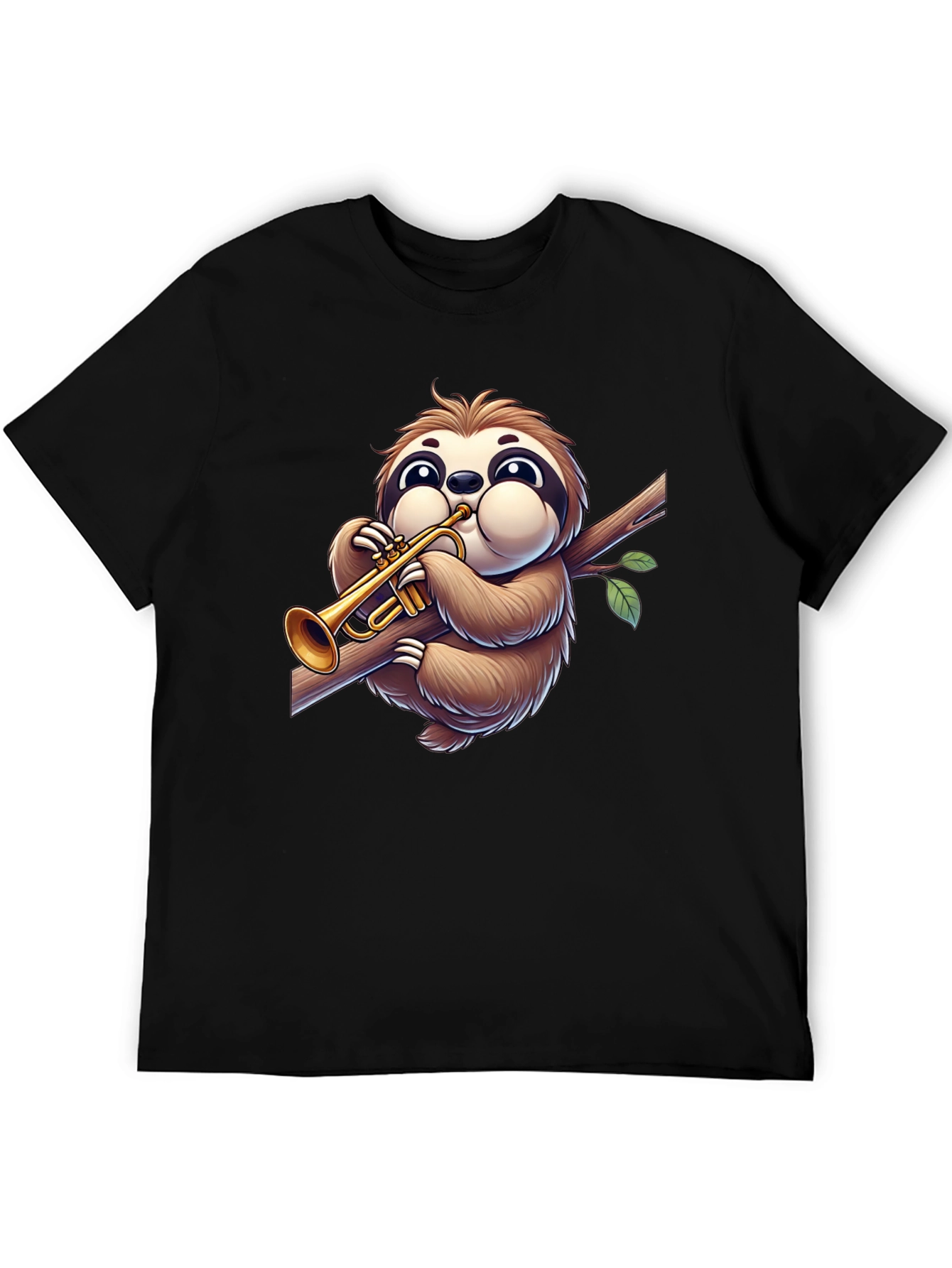 Black Sloth Trumpet T-Shirt - Cartoon Music Lover Tee view 5