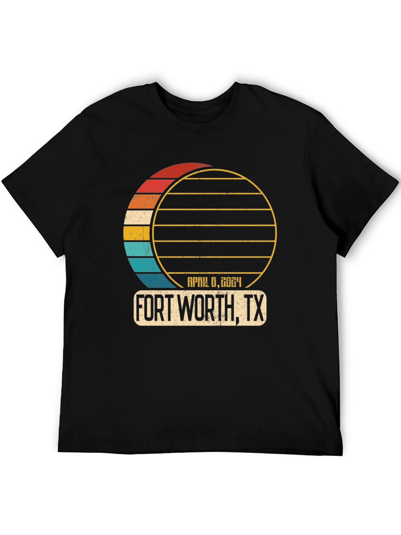 Black Fort Worth, TX April 8, 2024 Eclipse T-Shirt view 5