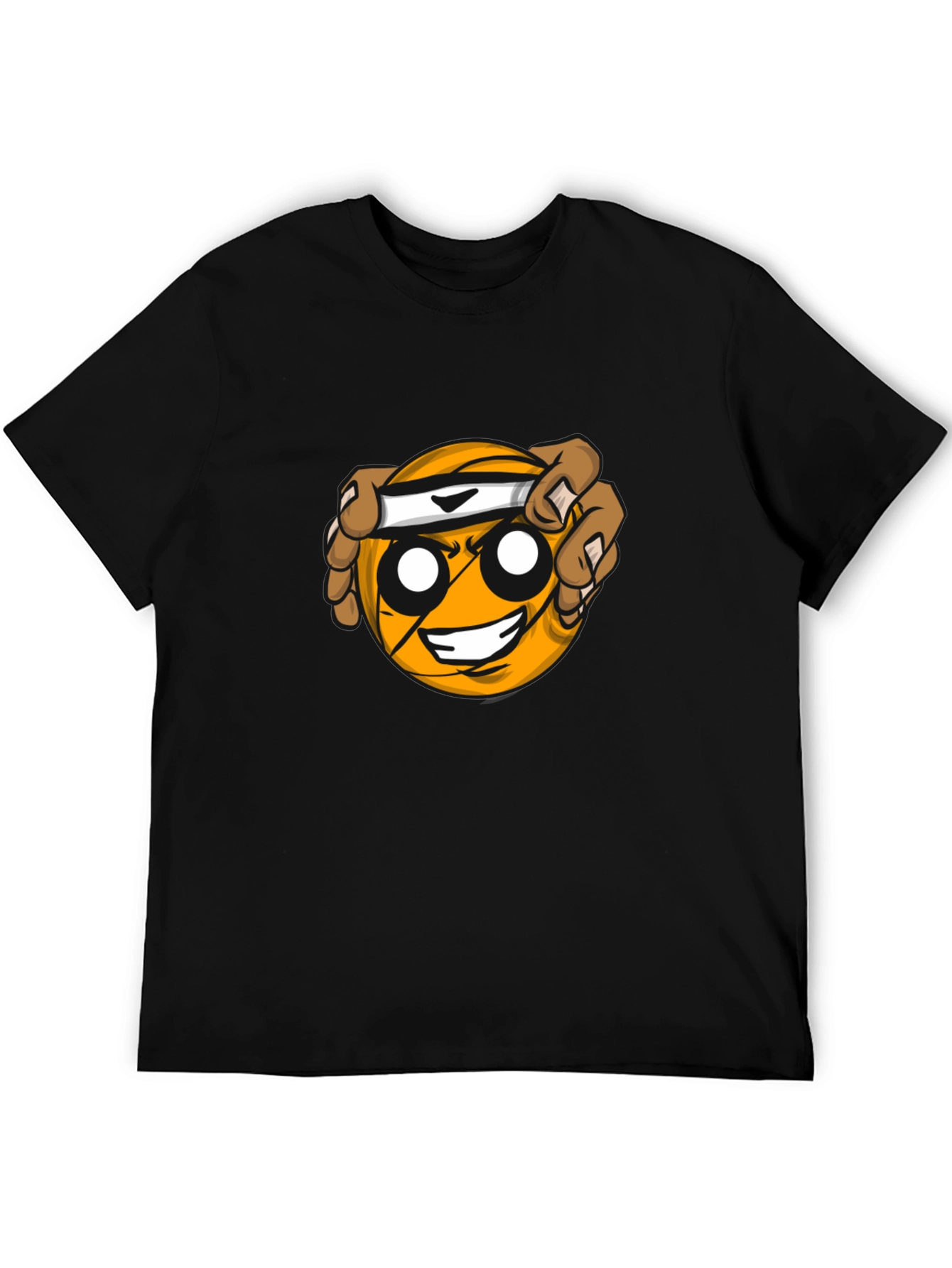 Black Funny Emoji Basketball Graphic Tee - Black view 5