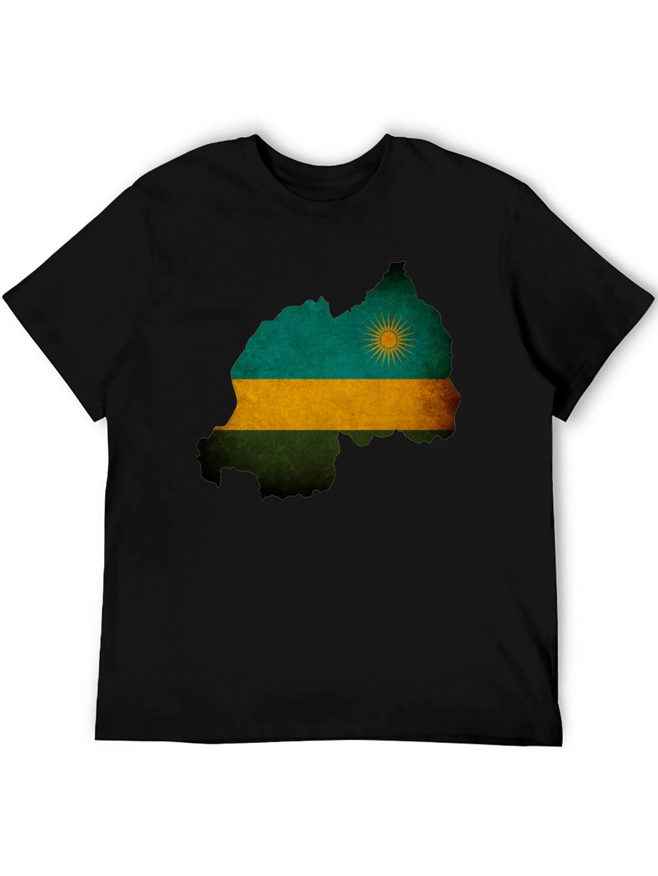 Black Rwanda Flag Map T-Shirt - Black view 5