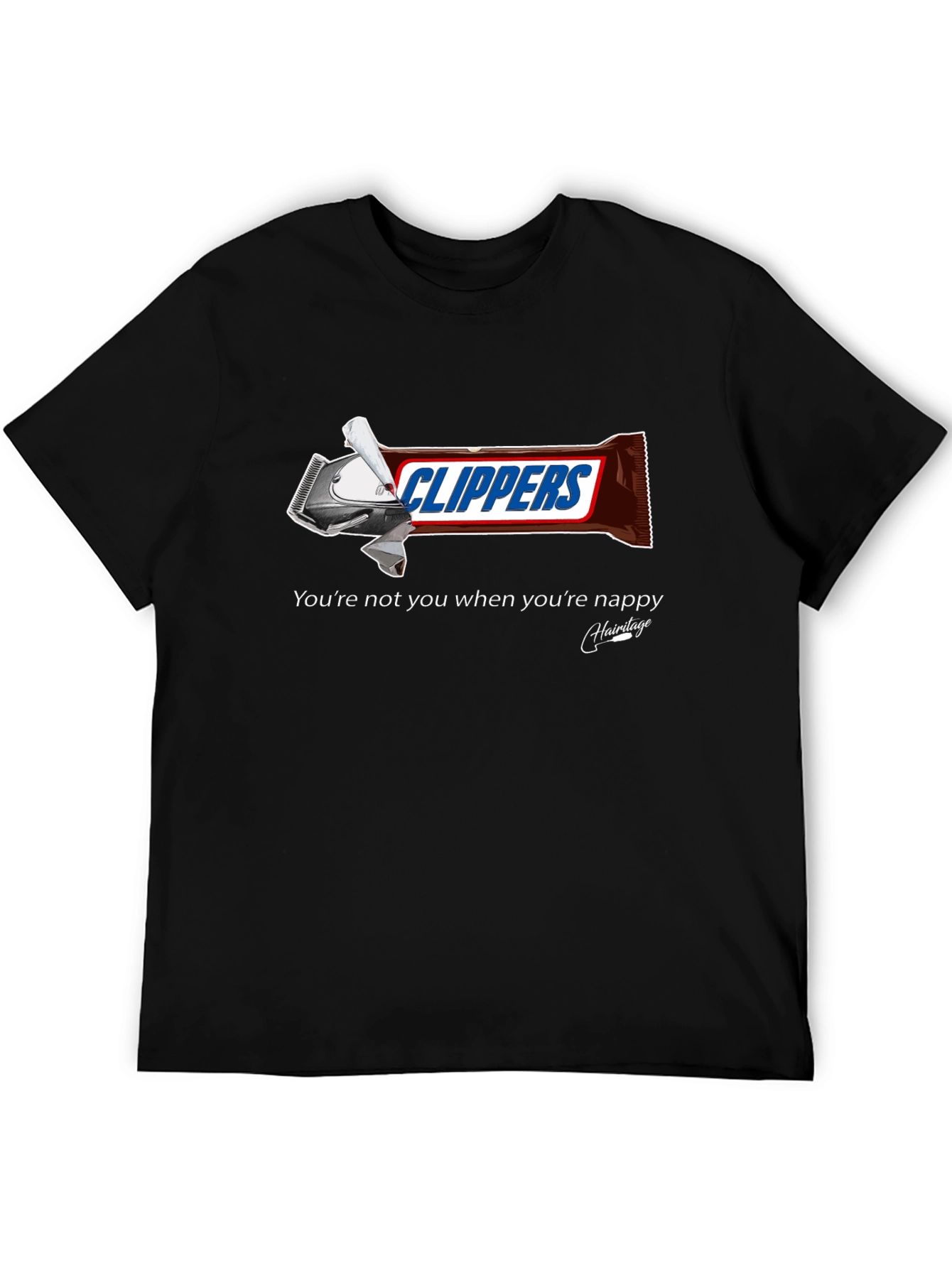 Black Humorous Clippers Hairitage T-Shirt view 5