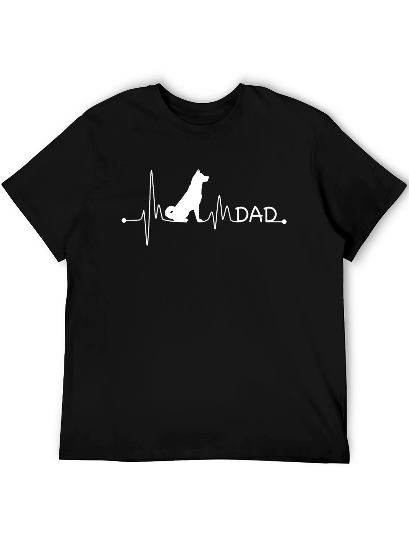 Black Dog Dad Heartbeat T-Shirt - Black view 5