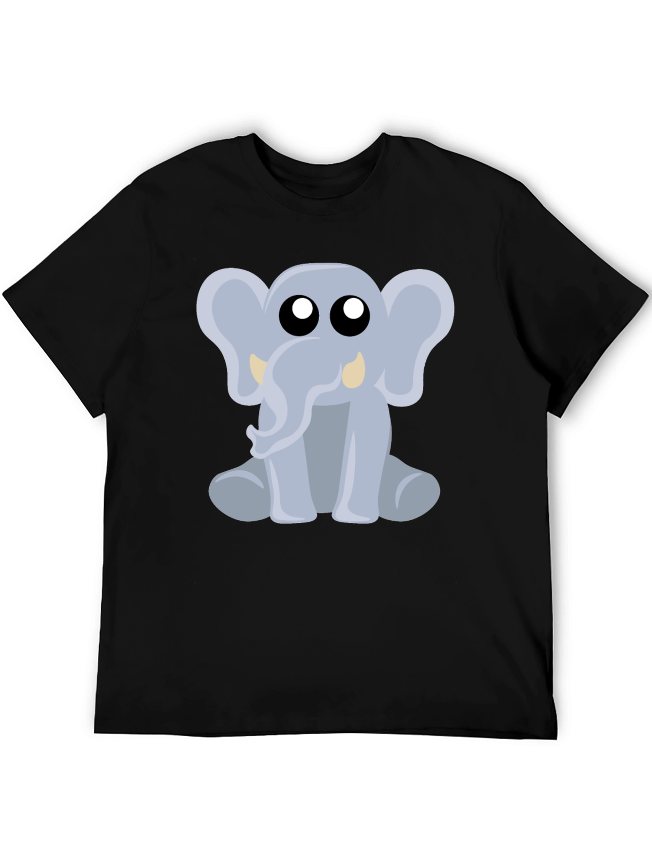 Black Cute Elephant Graphic Tee - Black Cotton Shirt view 5