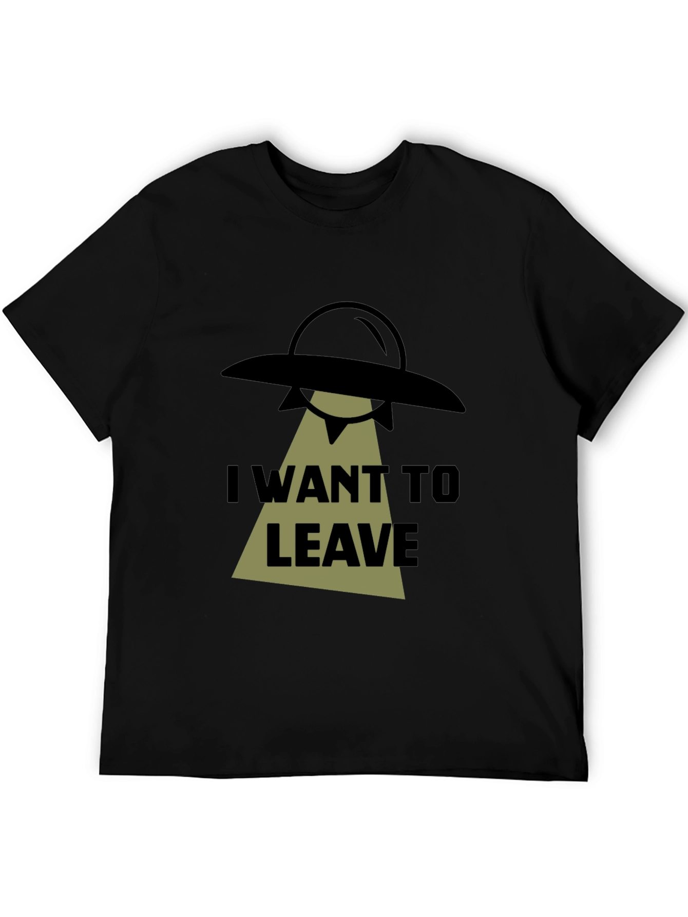 Black I Want To Leave Alien UFO Graphic T-Shirt view 5